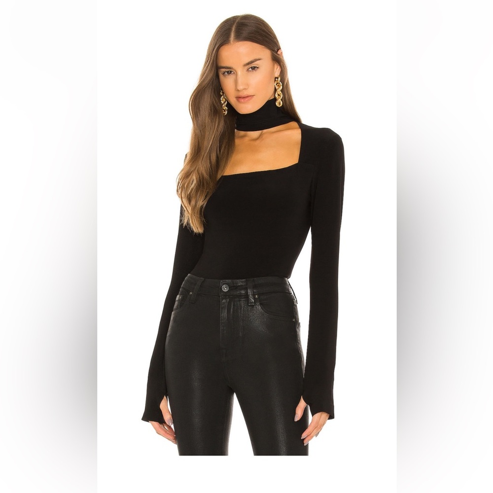 Norma Kamali black sweetheart turtleneck top